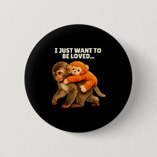 Emotional supports cute monkey baby punch hug plus 6 cm round badge