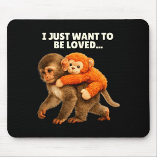 Emotional supports cute monkey baby punch hug plus mouse pad