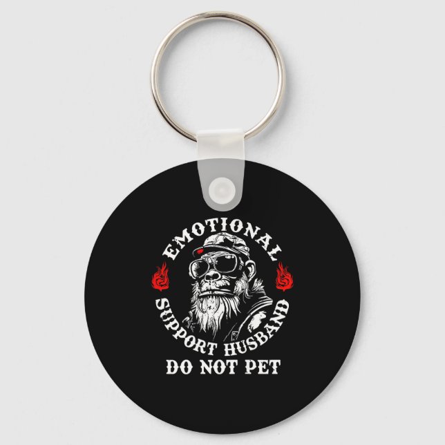 Emotional Suprt Husband Do Not Pet Funny Monkey (o Key Ring (Front)