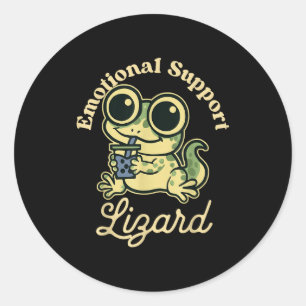 Emotional Suprt Lizard Cute Gecko With Boba Classic Round Sticker