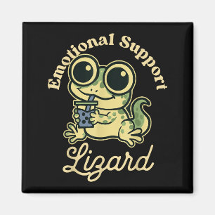 Emotional Suprt Lizard Cute Gecko With Boba Magnet