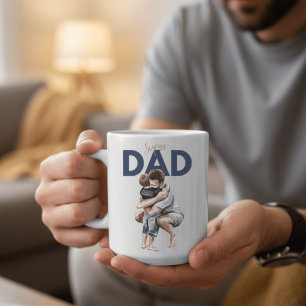 Emotional Watercolor Super Dad and Son Hug  Coffee Mug