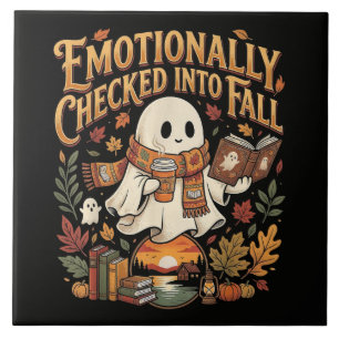 Emotionally Checked Into Fall Autumn Halloween Ceramic Tile