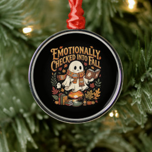 Emotionally Checked Into Fall Autumn Halloween Metal Ornament