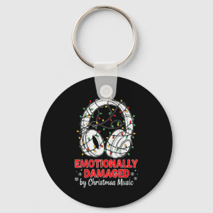 Emotionally Damaged By Christmas Music Funny Xmas Key Ring