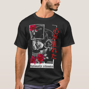 Emotionally Ehausted Occult Rose Skull Soft Grunge T-Shirt