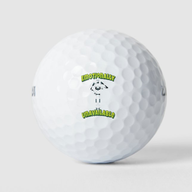 Emotionally Unavailable Robot Robotics Golf Balls (Front)
