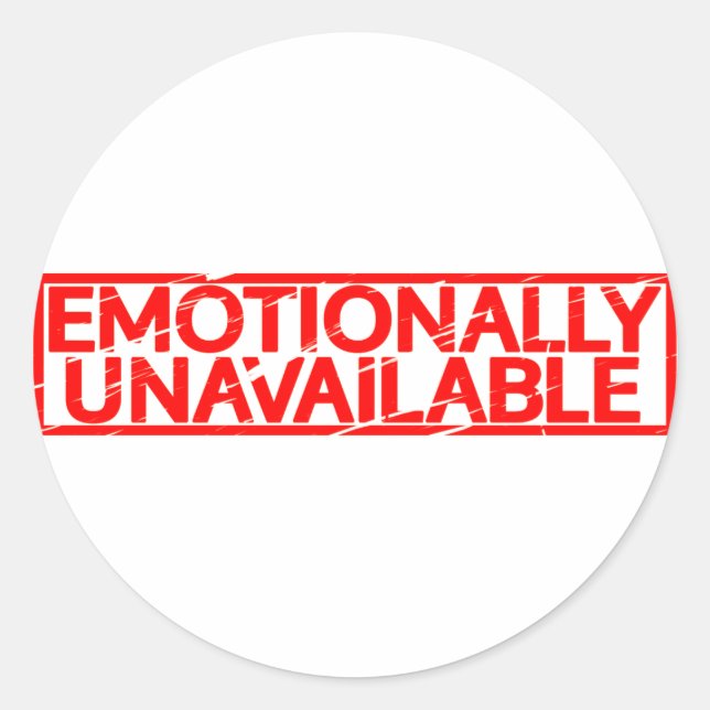 Emotionally Unavailable Stamp Classic Round Sticker (Front)
