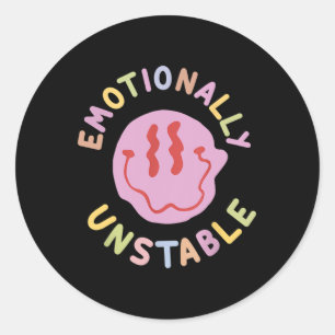 Emotionally Unstable Retro Mental Health Awareness Classic Round Sticker