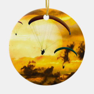 Emotions Adventure Fly Parachute Paragliding Ceramic Tree Decoration
