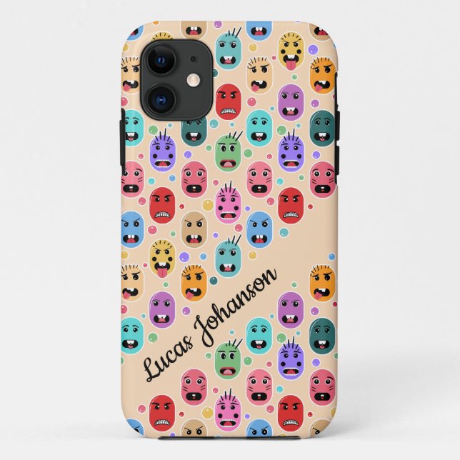 Emotions Colourful Faces Custom Name Case-Mate iPhone Case (Back)