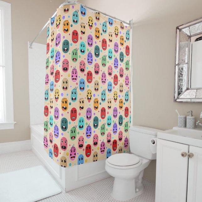 Emotions Colourful Faces Shower Curtain (In Situ)