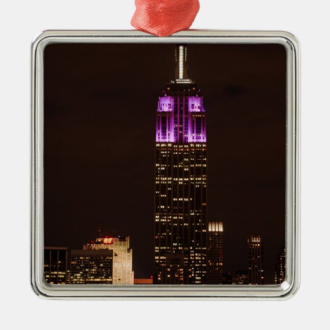 Emp St Building in Purple & White 01 Metal Tree Decoration (Front)