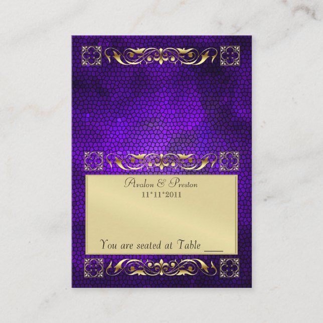 Emperior Purple Folding Table Placecard (Front)
