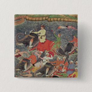 Emperor Akbar  crossing the River Ganges 15 Cm Square Badge
