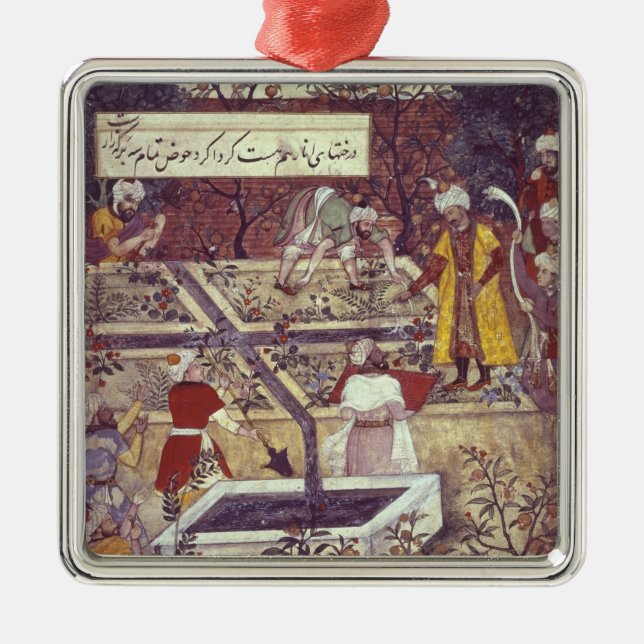 Emperor Babur and his architect plan Metal Ornament (Front)