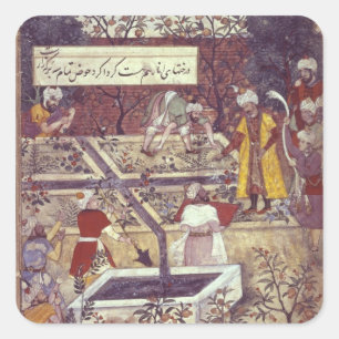 Emperor Babur and his architect plan Square Sticker
