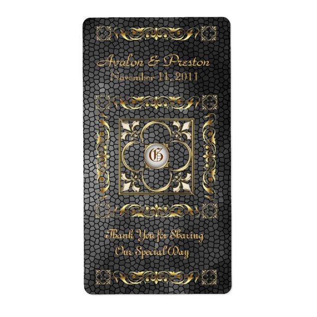 Emperor Black Stained Glass Wine Wedding Label (Front)
