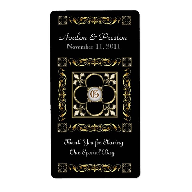 Emperor Black  Wine Wedding Label (Front)