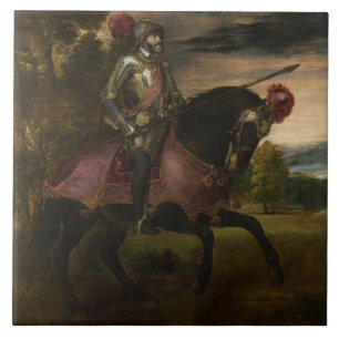 Emperor Charles V on Horseback (by Titian) Ceramic Tile