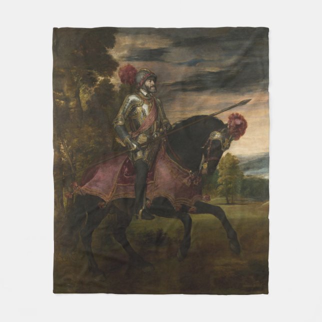 Emperor Charles V on Horseback (by Titian) Fleece Blanket (Front)