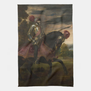 Emperor Charles V on Horseback (by Titian) Tea Towel