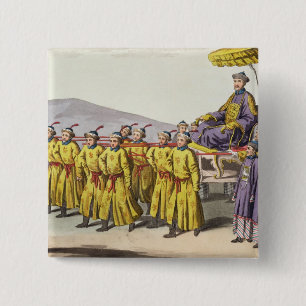 Emperor Ch'ien Lung carried in Triumph, plate 18 f 15 Cm Square Badge