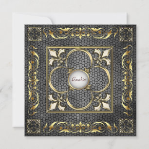 Emperor Fleur De Lis Black Regency Invitation