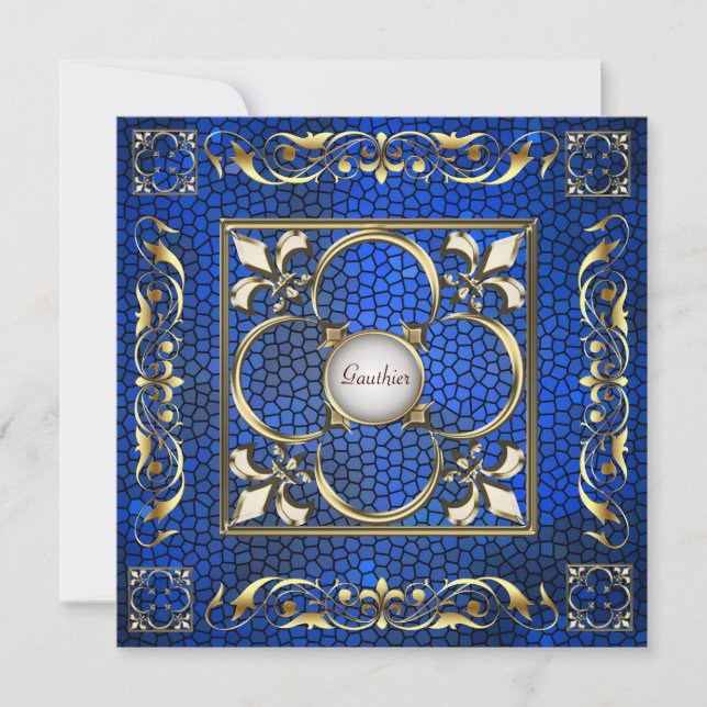 Emperor Fleur De Lis Sapphire Regency Invitation (Front)