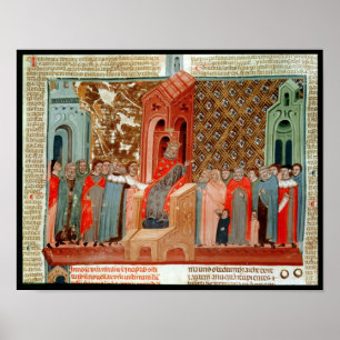 Emperor Justinian and his court Poster