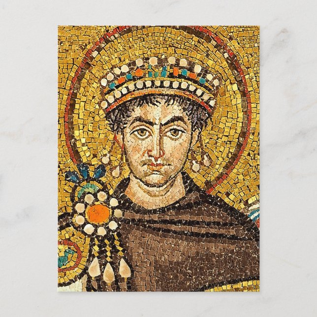 Emperor Justinian Byzantine Mosaic Icon  Postcard (Front)