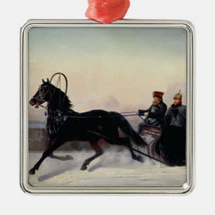 Emperor Nicholas I Driving in a Sleigh Metal Ornament