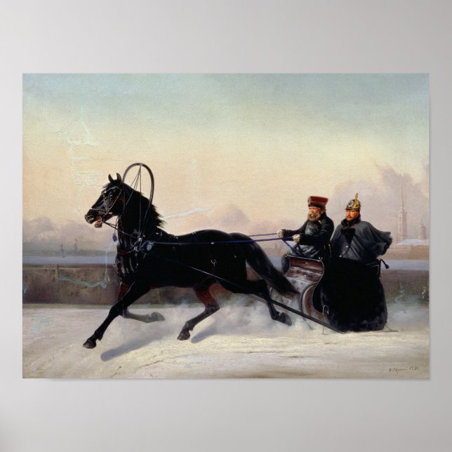 Emperor Nicholas I  Driving in a Sleigh Poster (Front)