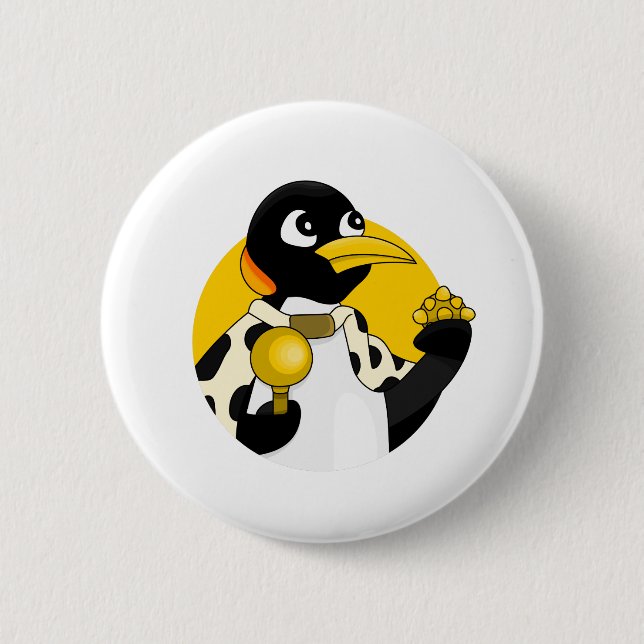 Emperor penguin cartoon 6 cm round badge (Front)