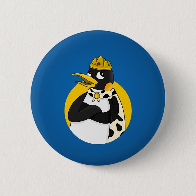 Emperor penguin cartoon 6 cm round badge (Front)