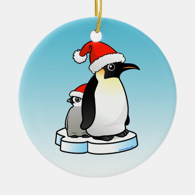 Emperor Penguin Christmas Ceramic Ornament (Front)