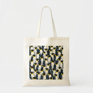 Emperor Penguin Colony Pattern in Black and White Tote Bag