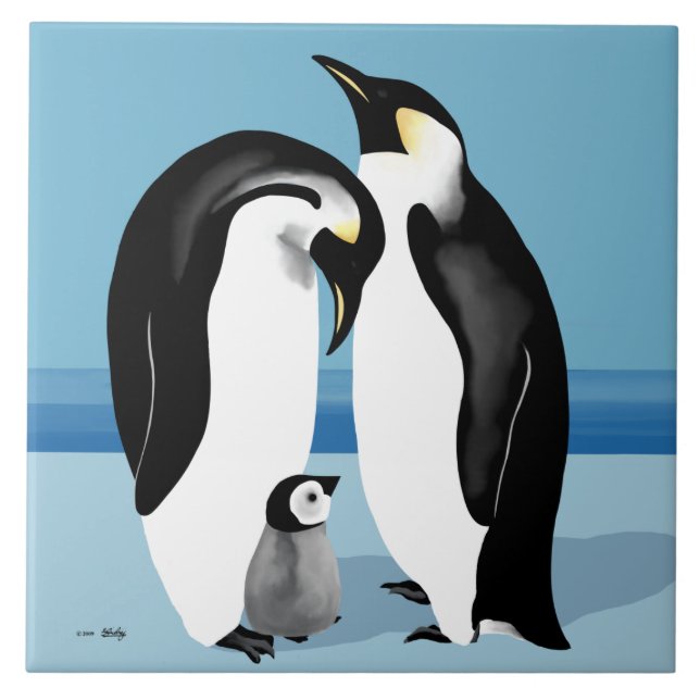 Emperor Penguin Family Art Tile (Front)