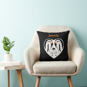 Emperor Penguin Family Love Heart Cushion