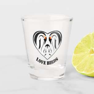 Emperor Penguin Family Love Heart Shot Glass