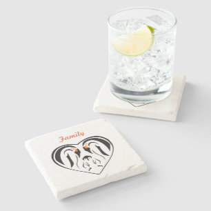 Emperor Penguin Family Part Two Stone Coaster