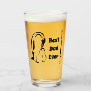 Emperor Penguin Father Standing with Son Glass