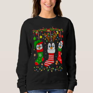 Emperor Penguin In Christmas Socks Lights Penguin Sweatshirt