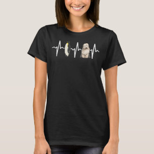 Emperor Penguin Old English Sheepdog Heartbeat Dog T-Shirt