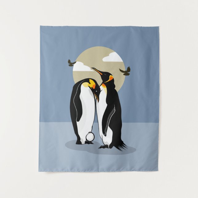 Emperor penguin parents tapestry (Front)