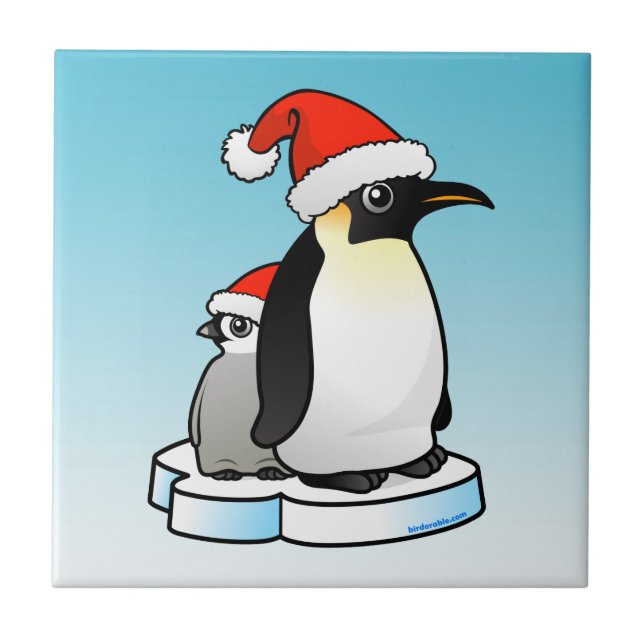 Emperor Penguin Santa Ceramic Tile (Front)