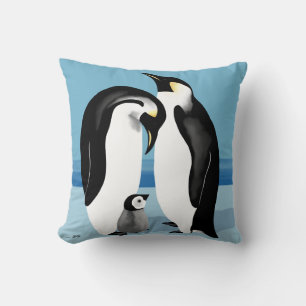 Emperor Penguin With Baby Chick Cushion