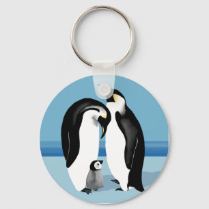 Emperor Penguin With Baby Chick Key Ring