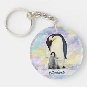Emperor Penguin with Baby Chick  Keychain