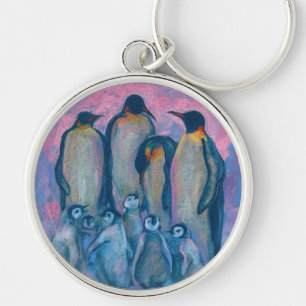 Emperor Penguins, Antarctic Birds Parents and Kids Key Ring
